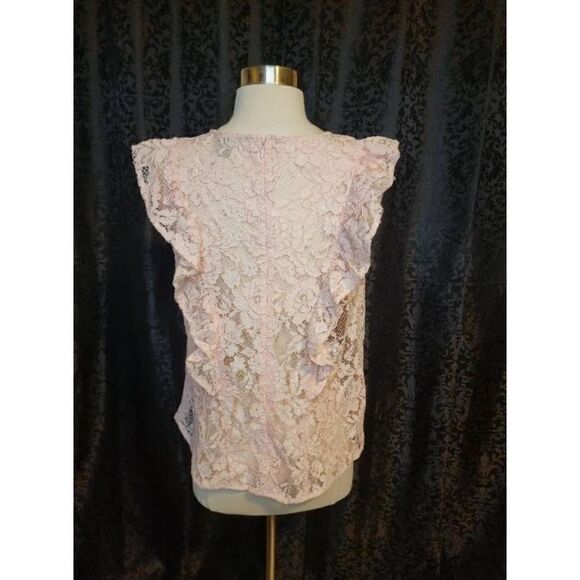 Belle & Sky | Blush Ruffle Lace Blouse - Picture 3 of 4